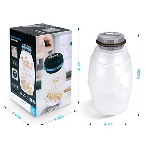 X-Large Piggy Bank For Adults, Vcertcpl Digital Coin Counting Bank With Lcd Counter, 2.8L Capacity Coin Bank Money Jar For Adults, Designed For All Us Coins(Gray, X-Large) #TOP7