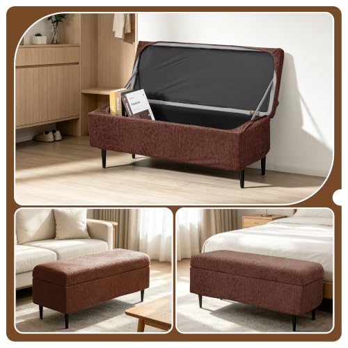 Image of FUANGUI Waterproof Ottoman Cover Slipcovers Rectangular Folding Stretch | Storage Bench Footrest Sofa Stool Covers Footstool Protector with Elastic Bottom, Removable Washable,Large