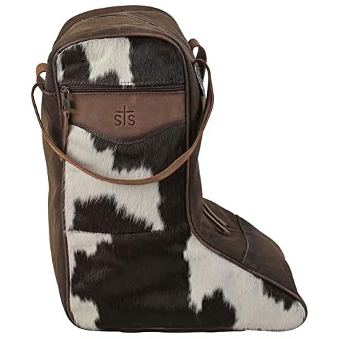 STS RANCHWEAR Cowhide Western Durable Versatile Leather Soft Zippered Boot Bag with Dual Handles and Pockets Cover