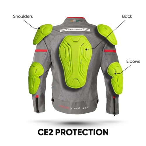 Image of TVS Racing Tech-Core Road Jacket for Men | CE2 armour <5kN at Shoulders Elbows and Back | 600D Chassis | 310gsm Vent Mesh | High-Vis Reflective Tech| YKK zippers
