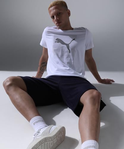 Image of Puma Men's Cotton Essential Stripped Logo Graphic Print Solid Classic Fit Tees