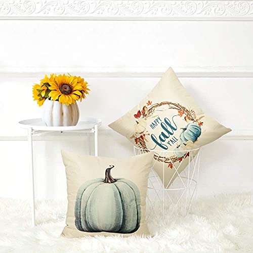 Farmhouse Fall Throw Pillow Covers 18X18 Set Of 4, Autumn Pumpkin Decorative Pillow Covers, Thanksgiving Pillows Cases Harvest Cushion Cases For Couch Sofa, Outdoor Home Decor #TOP5