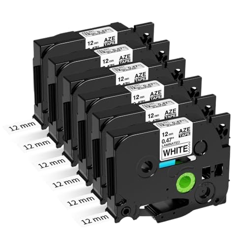 6PK TZE-231 BLANC 12mm���x�����[�J�[�p�̌݊����̂���e�[�vTZ-231 221 211���f����PT-H100���x���v�����^�[�ɓK�����܂�(Black on White 6pk)