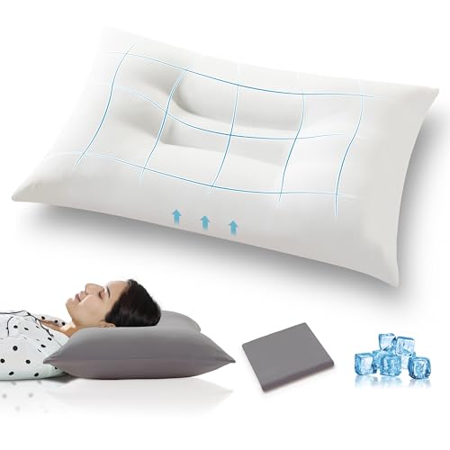 Globon-Cooling-Bed-Pillow-for-Sleeping-Queen-Size-Down-Alternative-Pillow-for-Back-Side-Sleepers-Soft-Pillow-with-Ergonomic-Design-Neck-Shoulders-Support-Pack-of-1-18X30-Gray