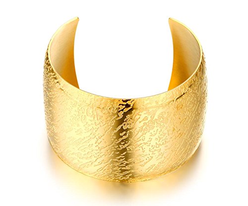 VNOX Edelstahl 18K Gold überzogene Kuppel Form breite Stulpe offene Armband schicke Schmuck für Frauen