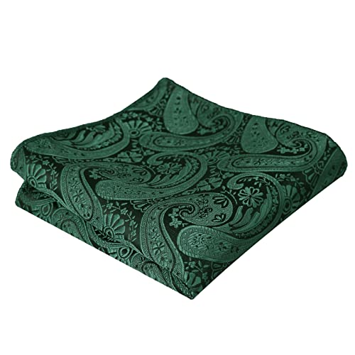 Alizeal Mens Paisley Bow Tie, Pocket Square, Cufflinks Set (Dark Green) #TOP3