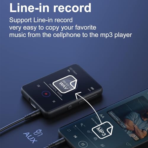 Image of AUDIOCULAR M31 16GB Portable Mp3 Music Player with Bluetooth, 2.4 inch LCD Touch Screen, Video Playback, Built-in Speaker, Voice Recording Function Mini HiFi Lossless Digital Audio Player (16GB - Black)