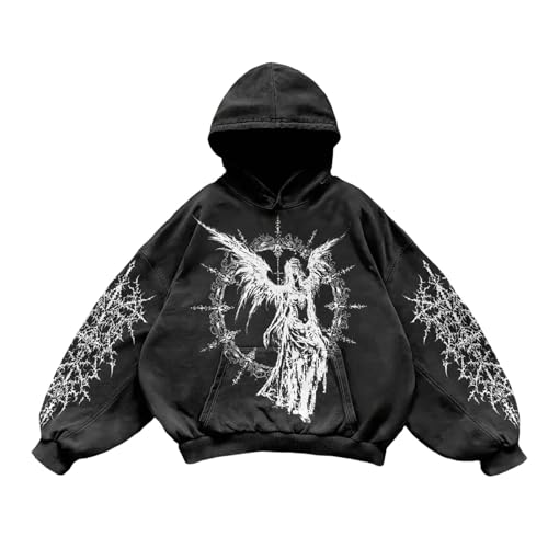 Sweat à capuche homme Y2K gothique veste streetwear rétro