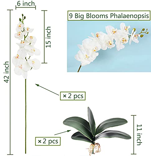 Grande orchidée artificielle 9 fleurs HinyoCo | Composition florale durable haut de gamme - 3