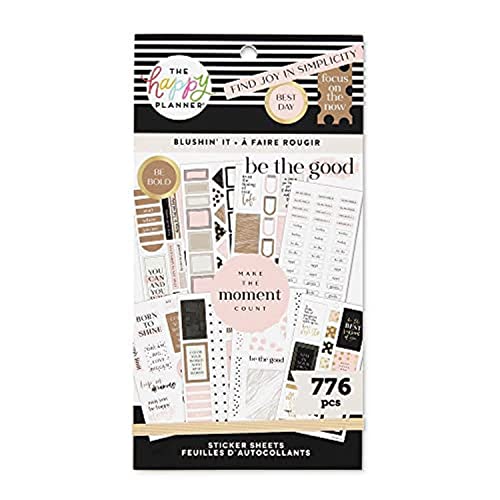 The Happy Planner Sticker Pack For Calendars, Journals And Projects –Multi-Color, Easy Peel – Scrapbook Accessories – Blushin' It Theme – 30 Sheets, 776 Stickers Total #TOP20
