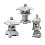 Saihisday 3pcs Miniature Pagoda Statues, Japanese Style Pagoda Lantern Asian Decor, Square Chinese Pagoda Statue for Zen Garden Indoor Outdoor Decor Micro Rockery Landscape Kit