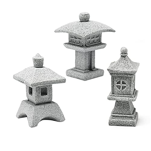 Saihisday 3pcs Miniature Pagoda Statues Japanese Style Pagoda Lantern Asian Decor Square Chinese...
