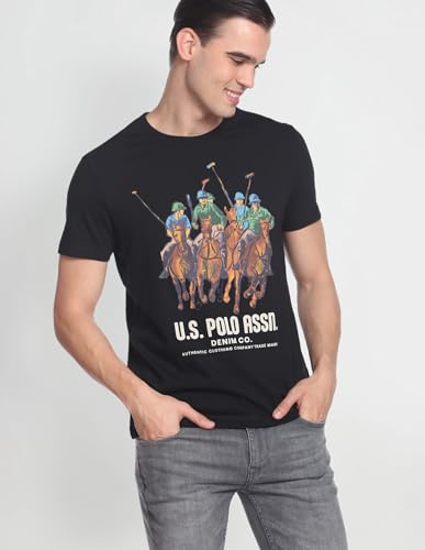 Image of U.S. Polo ASSN. Brand Printed Cotton T-Shirts for Men - Slim Fit, Half Sleeves Mens Casual T Shirts