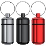 Urekt 3 Pack Small Pill Box, Airtight Aluminum Alloy Pill Organizer Travel Pill Case for Purse Portable Medicine Box Bottle for Medication, Fish Oil, Supplements Storage
