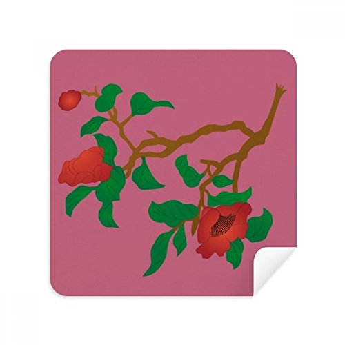 Chiffon en suède fleur rouge vert pour lunettes et écrans DIYthinker 2 pièces