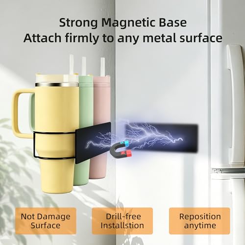 Magnetic Stanley Cup Organizer 4 Pack, Water Bottle Organizer Holder for Stanley Large Tumbler Organizer with 5 Hook, Kitchen Space-Saving and Storage for Stanley Cup Accessories by zenitize - Used condition - Image 4