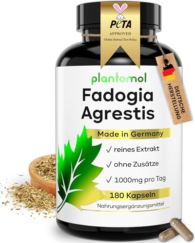 Fadogia Agrestis Extrakt 20:1-20.000mg - 180 Kapseln ohne Zusätze - koffeinfrei - 3 Monatsvorrat - plantomol