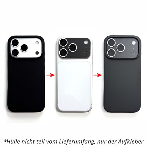 Aufkleber für iPhone 17 Pro Max Kameraplateau – Dicker Vinyl-Skin zum Abdecken des Hüllen-Ausschnitts & Schutz des Aluminiums (iPhone 17 Pro Max Plateau Sticker, Schwarz Matt/Rau)