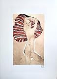 signiert Generisch EGON SCHIELE AKT MIT GESTREIFTEM TUCH Lithographie 175/200, signiert 50 x 70 cm