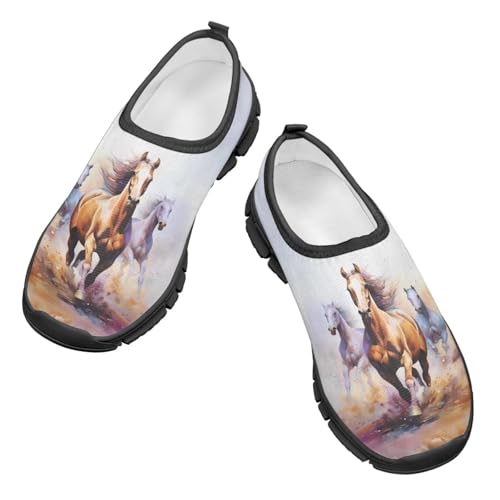 Horse Shoes for Boys Girls Breathable Mesh Walking Sneakers Casual Flats Lightweight Slip on Tennis Shoe