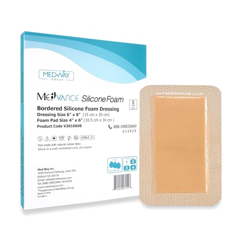 MedVance Silicone Foam Dressing - Waterproof Silicone Pad - Easy Apply & Removable Sterile Bandages - Wound Care & Dressings for Burns & More (6