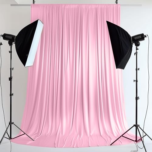 Gallety Pink Backdrop Curtain for Wedding, Photo Backdrop Curtain for Bridal Shower Decorations - 10FT x 10FT Pink Backdrops Fabric with Rod Pockets for Celebration,Birthday,Girls' Theme Parties by GALLETY - Image 6