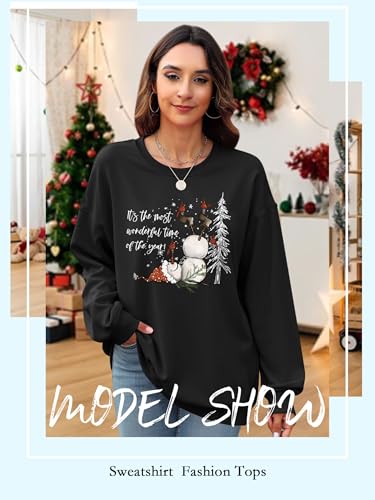 Ounar Christmas Sweatshirts For Women Snowman Crewneck Long Sleeve Tops | Merry Christmas Shirt,Ugly Xmas Graphic Sweatshirt,Lightweight Merry And Bright Shirt, Christmas Day Gift,Holiday Pullover 2 Ounar Christmas Sweatshirts For Women Snowman Crewneck Long Sleeve Tops | Merry Christmas Shirt,Ugly Xmas Graphic Sweatshirt,Lightweight Merry And Bright Shirt, Christmas Day Gift,Holiday Pullover - Image 3