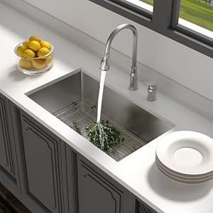 Lordear 33 Undermount Kitchen Sink 33x19x10 Inch Stainless Steel Single Bowl Kitchen Sinks Round Corner 16 Gauge Handmade Under Counter Kitchen Sinks Basin Lordear 33 Undermount Kitchen Sink 33x19x10 Inch Stainless Steel Single Bowl Kitchen Sinks Round Corner 16 Gauge Handmade Under Counter Kitchen Sinks Basin