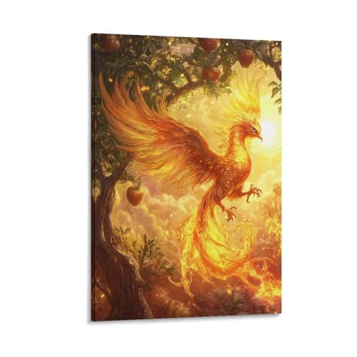 Déco murale phénix toile 50x75cm pour habiller un mur vide