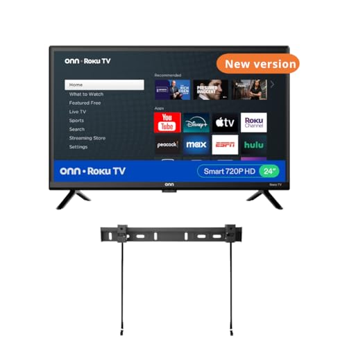 ONN 24-Inch Class HD 720p Smart TV + Free Wall Mount with Wi-Fi Connectivity and Mobile App | Flat Screen TV | Compatible with Home Kit | Alexa and Google Assistant (Renewed)