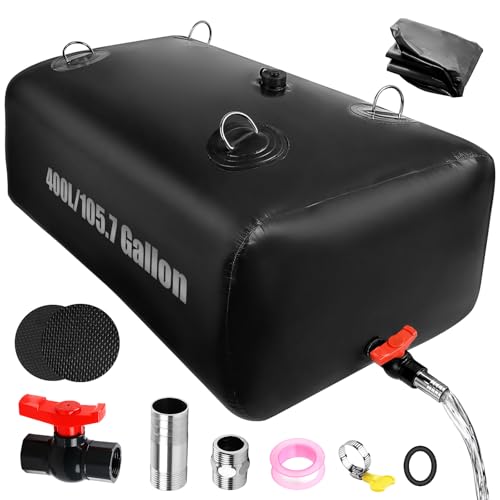 400 L/105.7 Gallon Water Storage Bladder Foldable Portable Water Bladder Tank Large Capacity Water Bag Container for Camping Truck RV Emergency Outdoor-Black