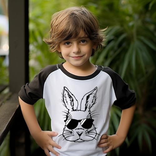 Boys Easter Shirt Toddler Easter Egg Hunt Chick Graphic Tees Raglan Easter Clothes Outfit for Children 2-7 Years2