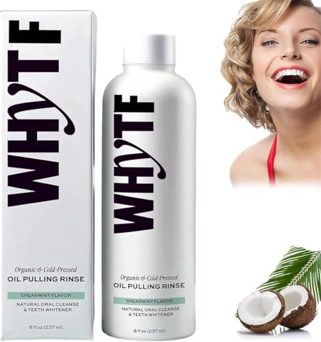 Whyte Oil Pulling,White Oil Pulling Rinse,Mouthwash with Organic Cold-Pressed Coconut Oils, Cold-Pressed Coconut Mouthwash,Spearmint Oils Pullings Rinses,Cleans Deeply Freshens Breath (1)