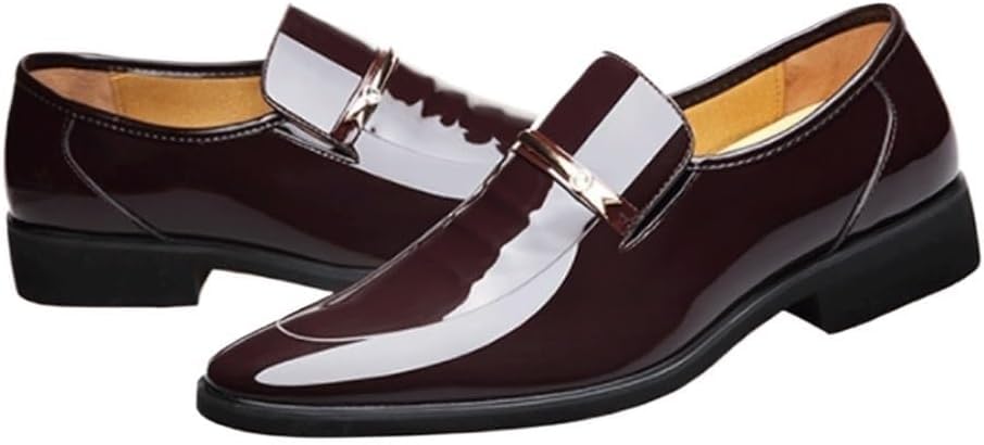 Men's Leather Loafers Slip-On Dress Shoes Metal Tip Plain Toe Business Formal Casual Comfortable2