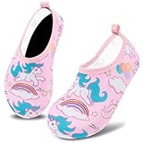 Deevike Kids Water Shoes Boys Grils Barefoot Quick Dry Aqua Socks Beach Shoes for Toddler Sports Swim Surf Outdoor Walking UnicornPink-32.33