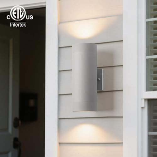 Image of mirrea 14 inch Modern Outdoor Porch Light in 2 Lights, Matte Gray, 2 Pack