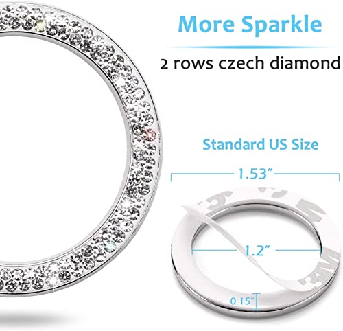 3Pcs Crystal Double Rhinestone Car Engine Start Stop Decoration Ring, Auto Parts Start Engine Ignition Button Key & Knobs Key Ignition & Shinny Bling, Car Glam Interior Accessory, Unique Women's Gift #TOP3