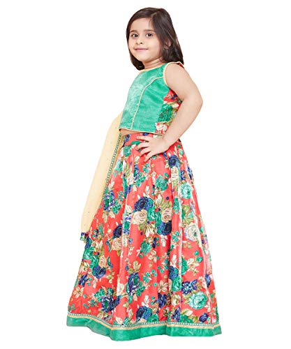 Image of TINY TOON Light Green Color Lehenga, Choli and Dupatta Set For Girl