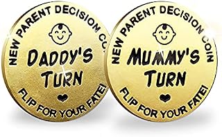 Aidi New Parents Decision Coin, Newborn Baby Gifts, New Mum Gifts, Engraved Stainless Steel Fun Coin for Decision Making, Funny Baby Gifts for Father and Pregnant Mother (Gold)