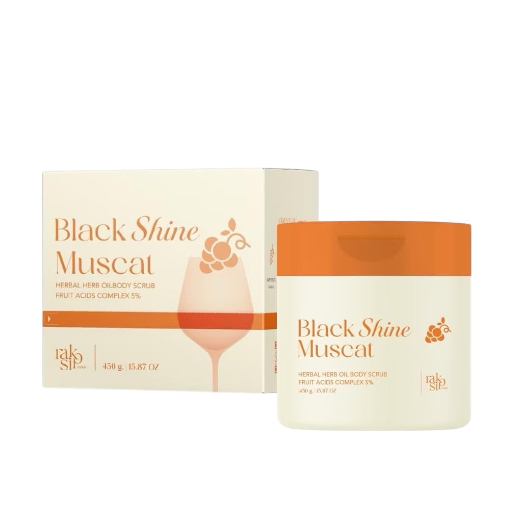 Black Shine Muscat Body Scrub & Herbal Oils, Exfoliating Body Polish, Moisturizing Body Exfoliator, 450g