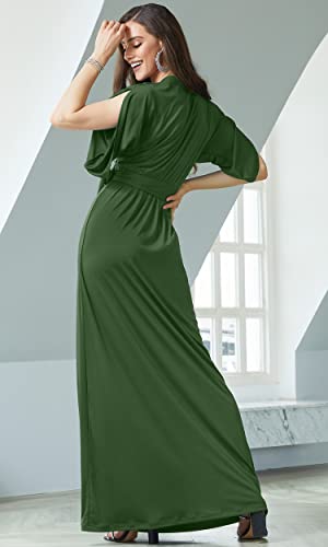 Image of KOH KOH Womens Long Pleated Flowy Modest Evening Wedding Guest Maxi Dress