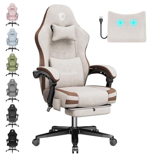 Image of Fabric Gaming Chair Ergonomic Computer Office Chair with Massage