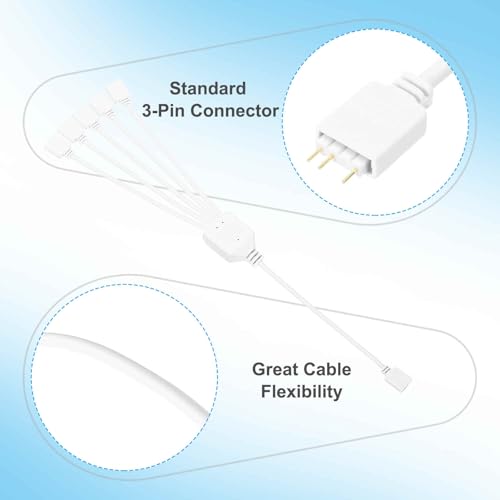 Cable ARGB blanco de 3 pines para iluminar tu setup gaming con ventiladores sincronizados 3