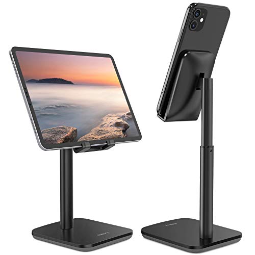 Nulaxy Phone Stand, Upgraded Height Angle Adjustable Cell Phone Stand, Cradle, Dock, Desk Phone Holder Compatible with iPhone Xs Xr 8 X 7 6 6s Plus SE 5 5s 5c, All Smartphones - Black (Renewed)