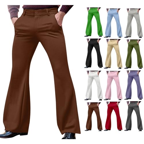 Cambkatl Men's Bell Bottom Flares Pants 60s 70s Vintage Bootcut Streetwear Trousers with Pockets2