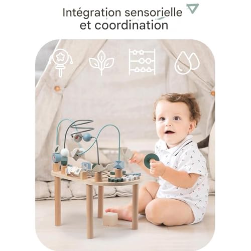 Table d'activités bébé bois - Centre d'éveil debout et bureau-jouet 12 mois - 3