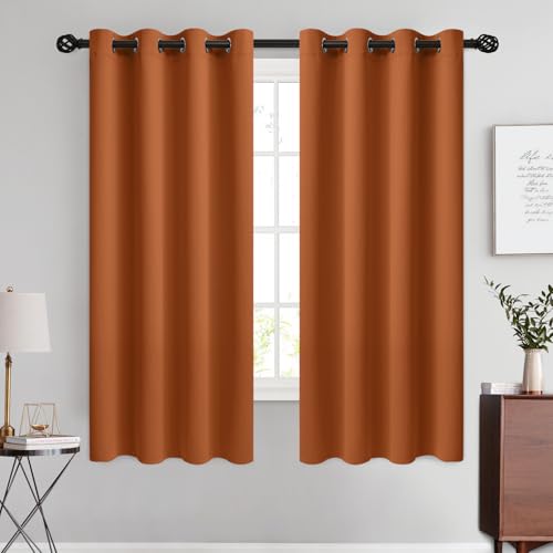 Image of COSVIYA Grommet Room Darkening Brunt Orange 63 inch Length for Bedroom | Light Blocking Insulated Thermal Curtains for Living Room ,Thick Polyester Window Drapes,52 inch Wide, 2 Panels
