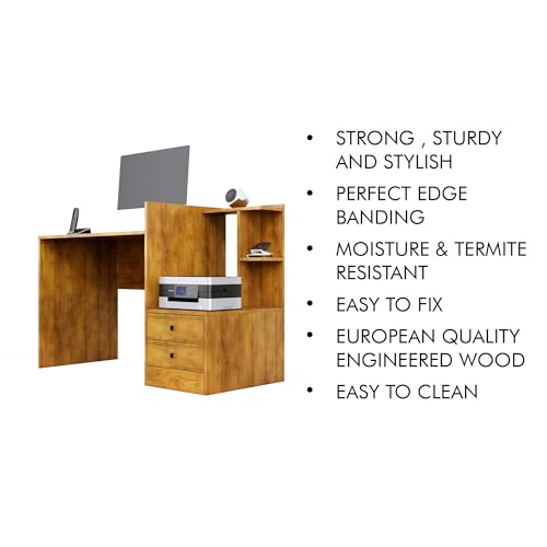 Image of Bniture Wooden Study Table for Home | Engineered Wood Study Table with Side Open Storage Area | Multi Purpose Computer Desk for Writing & Study | Laptop Table for Study Room & Office | Giant Wood