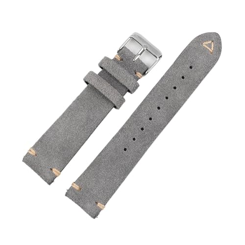 Bracelet de montre en cuir gris 19mm interchangeable avec boucle argent