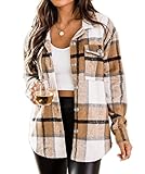 PIZOFF Womens Plaid Shacket Jacket Women Wool Blend Button Down Long Sleeve Pocketed Oversized Shirt...